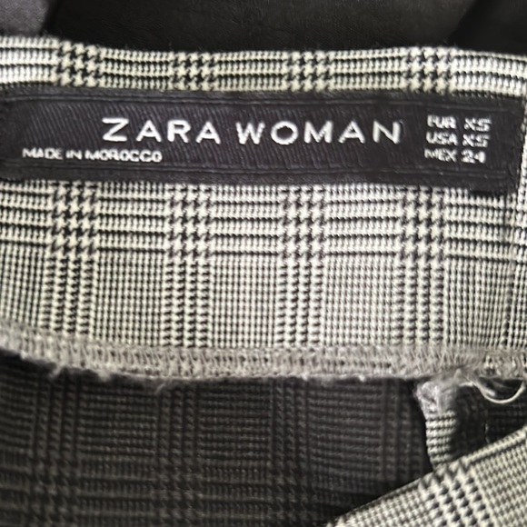 Zara Black White Houndstooth Plaid Ruched Wrap Asymmetrical Mini Skirt - XS - Picture 15 of 16